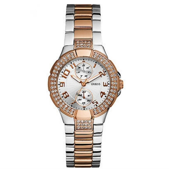 Guess Women's Mini Prism Two-toned Silver Gold Watch, W15072L2 - Picture 1 of 16